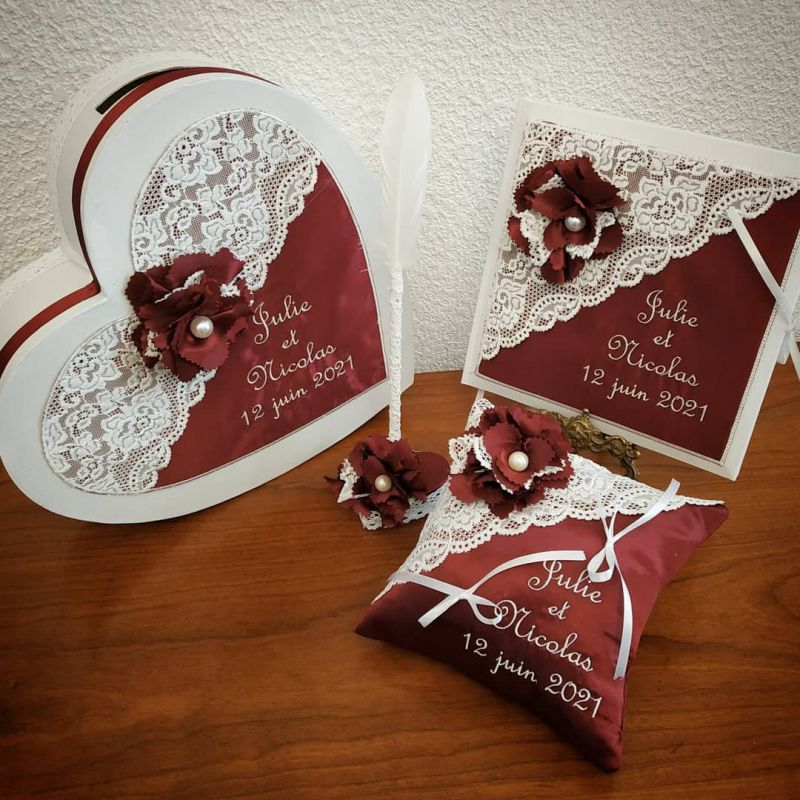 Accessoires pour votre mariage dans les tons bordeaux