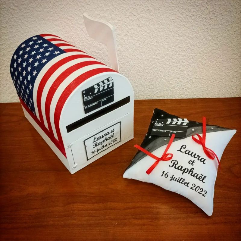 Boite à lettre USA - tirelire pour mariage personnalisée