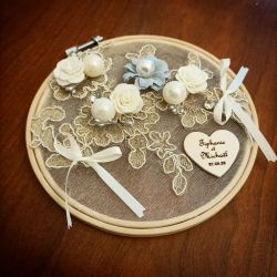 porte-alliances original réalisé à partir d'un tambour de broderie