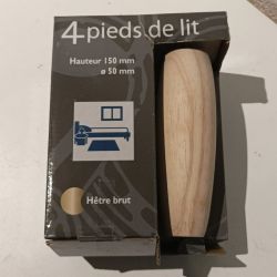 Lot de 4 pieds de lit équipés de 4 adaptateurs universels pour sommier à lattes