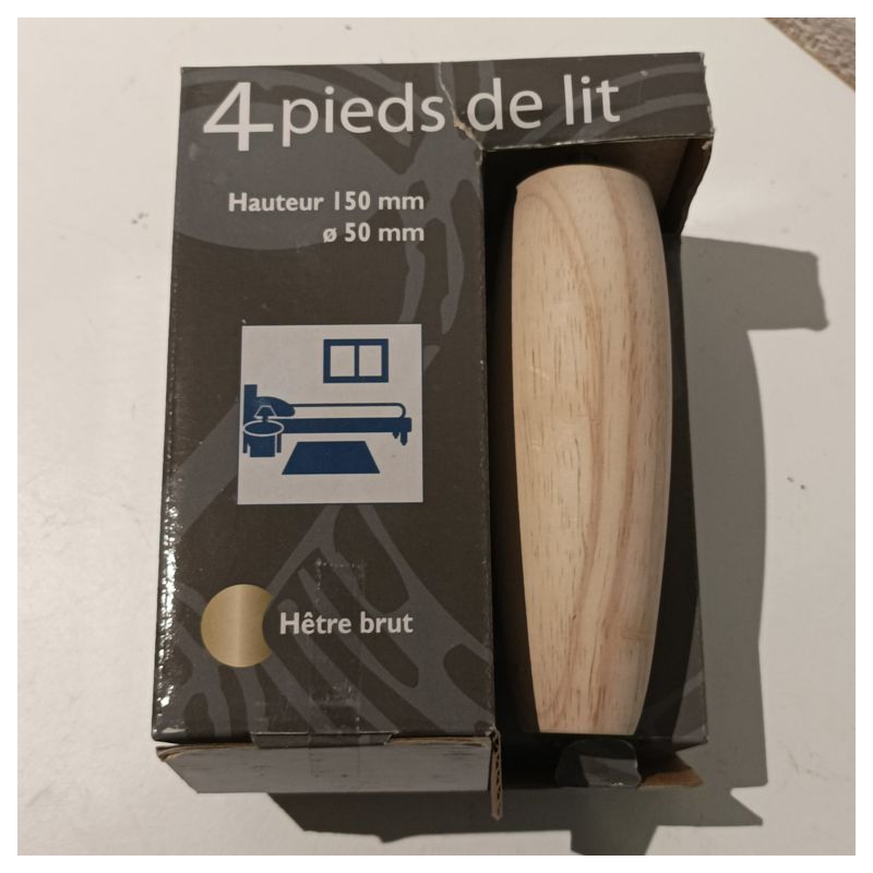 Lot de 4 pieds de lit équipés de 4 adaptateurs universels pour sommier à lattes