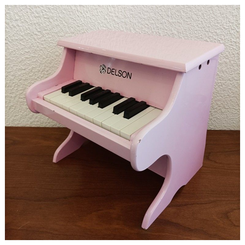 Mini Piano droit de marque DELSON de couleur rose, en bois à partir de 3 ans 