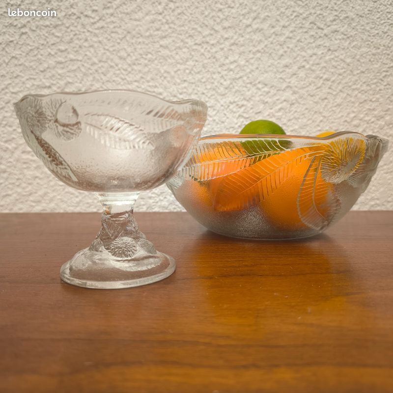 6 coupes à fruits avec saladier en verre luminarc service châtaignier