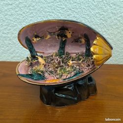Objet de décoration :lampe coquillage, moule, poissons, decor marin, valauris 