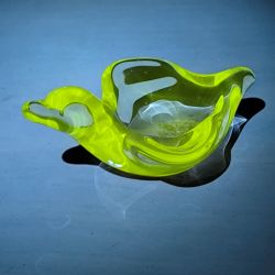 Vide poche en cristal en forme d' oiseau vintage