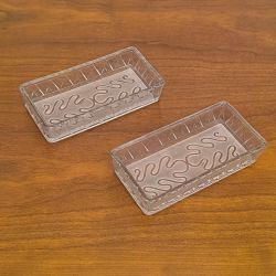 2 plats apéritif, vide poche art déco 1930 ? Verre enrichi en manganese