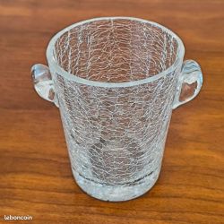 Petit seau a glace en verre craquelé enrichi en manganese
