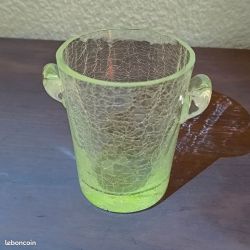 Petit seau a glace en verre craquelé enrichi en manganese