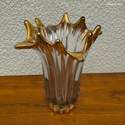 Vase retro en cristal de Bayel enrichi en manganèse année 50