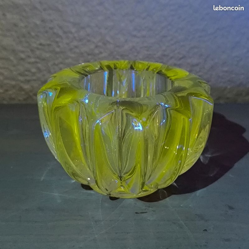 Bougeoir photophore vintage en cristal enrichi en manganese