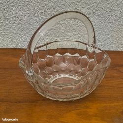 Panier vintage / corbeille à fruits en verre enrichi en manganese