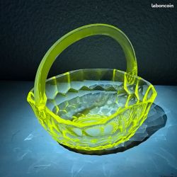 Panier vintage / corbeille à fruits en verre enrichi en manganese