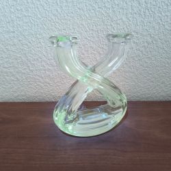 Bougeoir en cristal (cristallerie vannes le chatel) enrichi en manganese