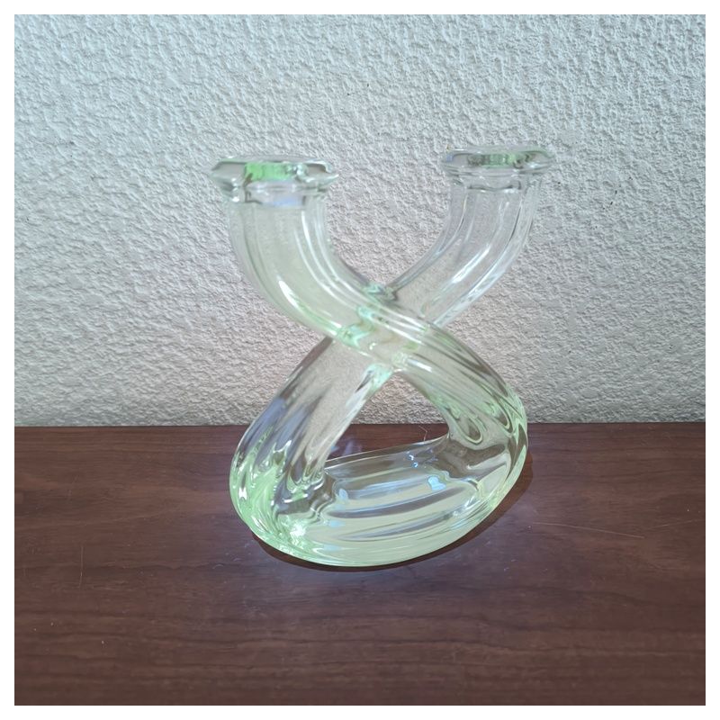 Bougeoir en cristal (cristallerie vannes le chatel) enrichi en manganese
