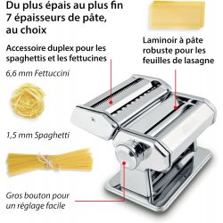 Machine a pate manuelle à rouleaux avec laminoire à tagliatelles et spaghettis