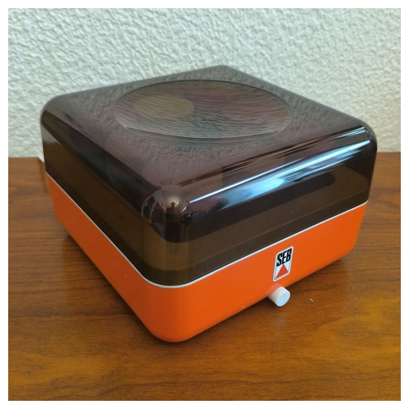 Yaourtière seb vintage de couleur orange avec 8 pots en verre
