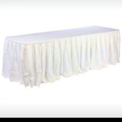 Volant plissé blanc ou ivoire pour nappe de reception / buffet / table a banquet
