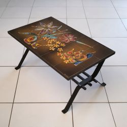 Table basse vintage en céramique – style Vallauris signée sensée – années 50/70