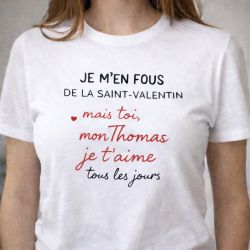 Tee-shirt personnalisé Spécial Saint Valentin (visuel en impression textile de votre choix)