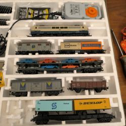 Set train lima HO en l' état avec locomotive, wagons, déchargeur de contenaires