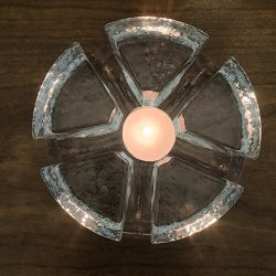 Chauffe plat en verre avec bougie vintage (verrerie Georgshütte ?)
