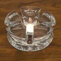 Chauffe plat en verre avec bougie vintage (verrerie Georgshütte ?)