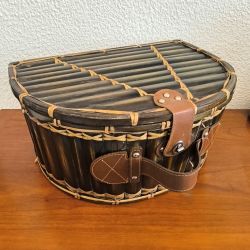 Valise pique-nique 4 personnes bambou verte tout équipée