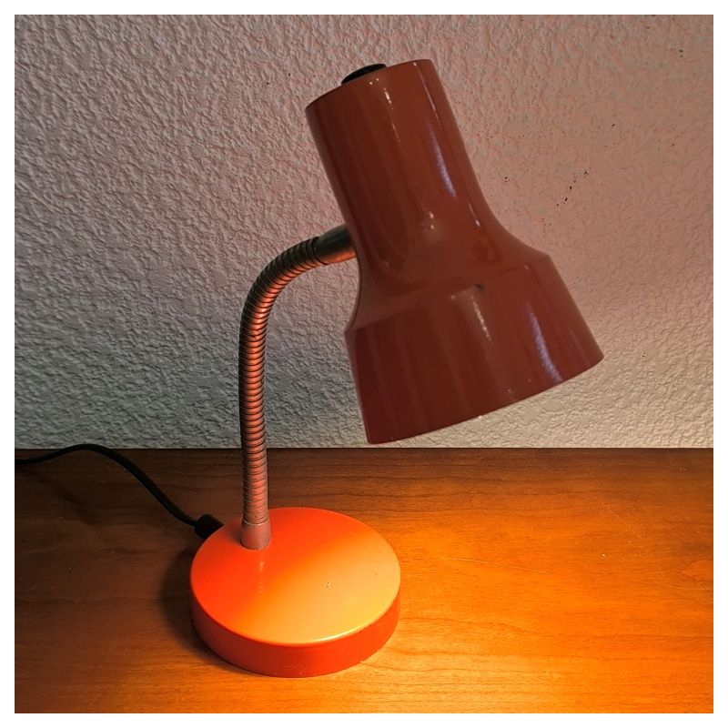 Lampe de bureau vintage orange flexible / deco année 70