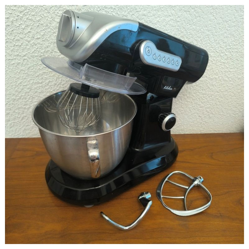 Robot pâtissier Kitchencook  pétrin mouvement planétaire avec 3 fouets et 1 bol mixeur, hachoir a viande, extrudeur à pates
