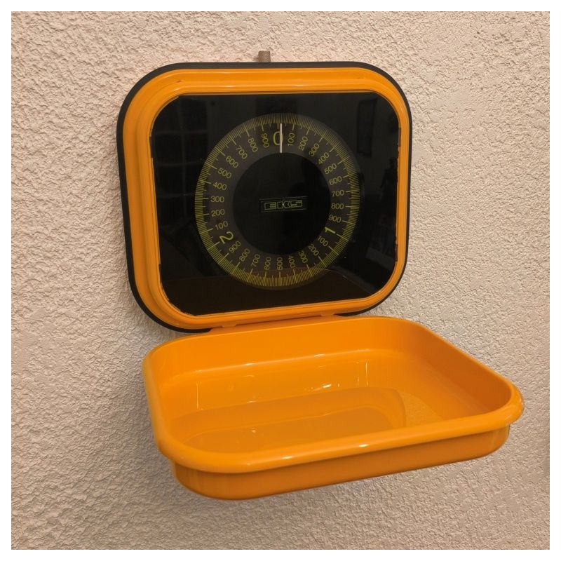 Balance de cuisine murale  vintage année 70 orange EKS Tare 3 kilos max