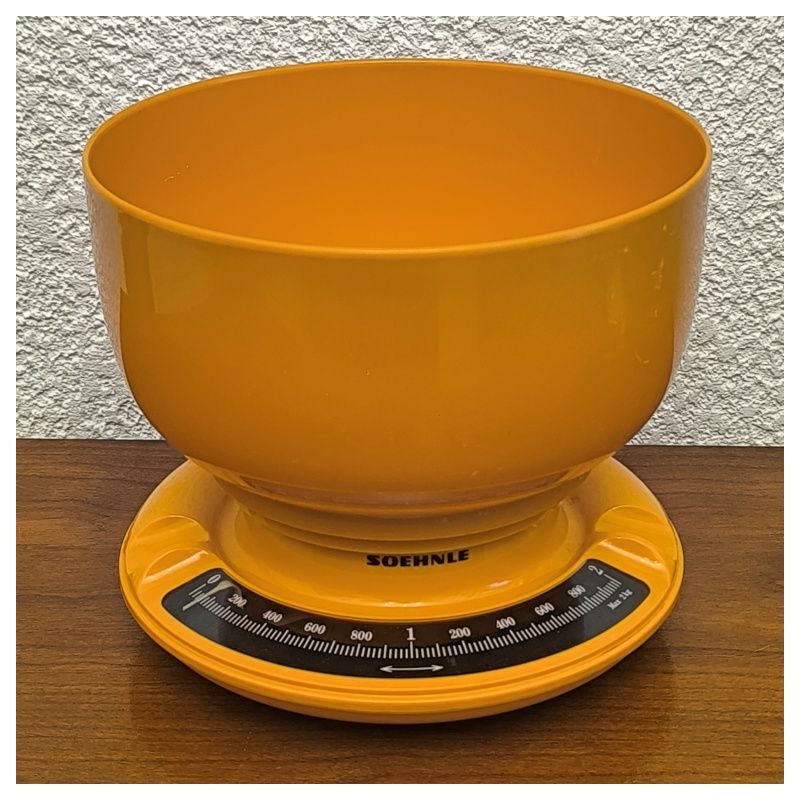 Balance de cuisine mécanique vintage Soehnle – Années 70 – Jaune/Orange Rétro