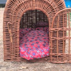 Panier de transport vintage en osier pour chat ou petit chien