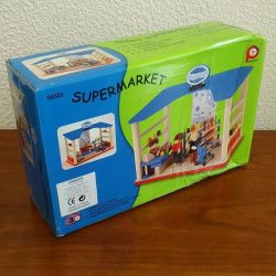 Jeu d'imitation en bois : le supermarché