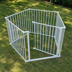 Barrière de protection pour enfant / animaux - pare feu 5 éléments en métal blanc