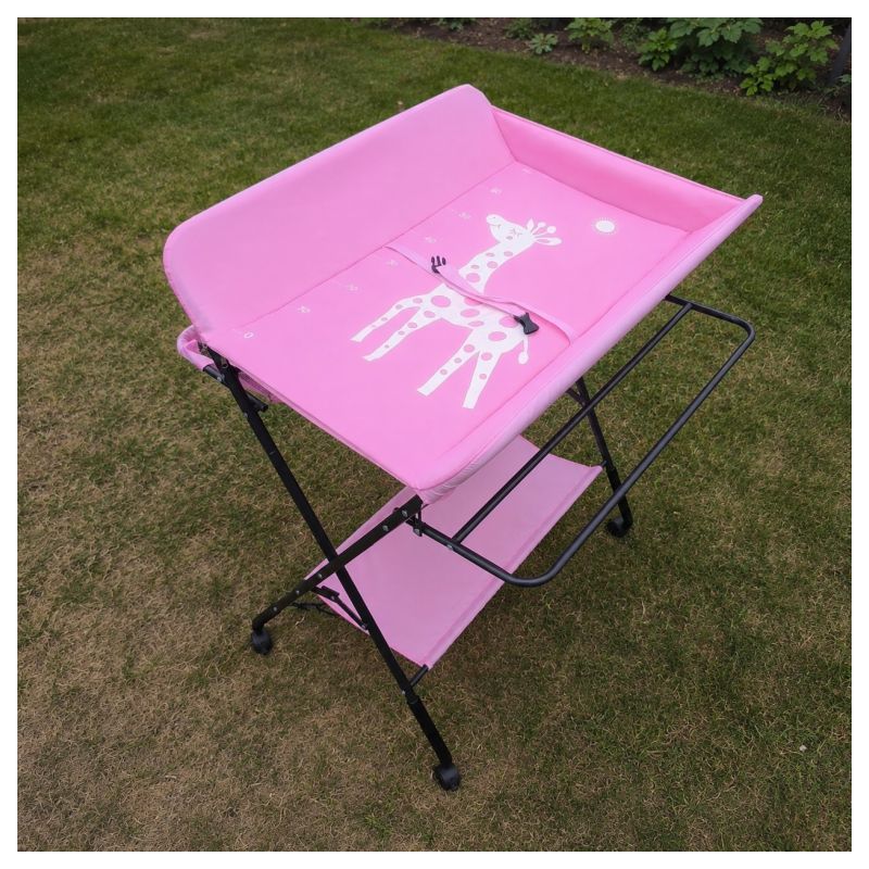 Table à langer bébé rose – motif girafe