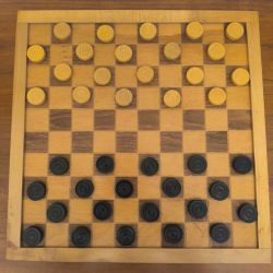 Jeu de dames grande taille 44 cm en bois (recto plateau echec