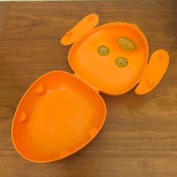 boîte à goûter vintage pour enfants en forme de tête de chien orange