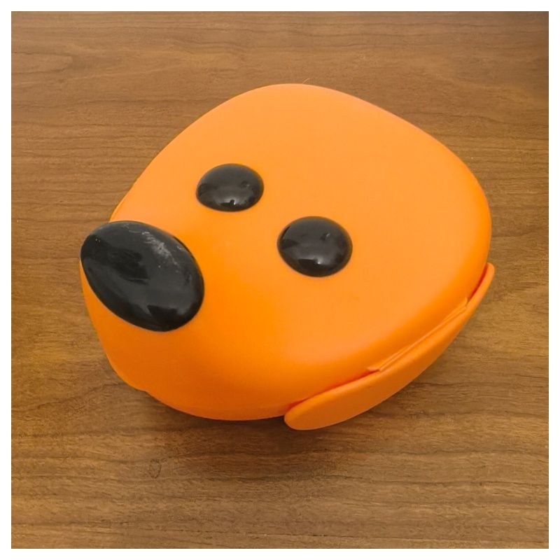 boîte à goûter vintage pour enfants en forme de tête de chien orange
