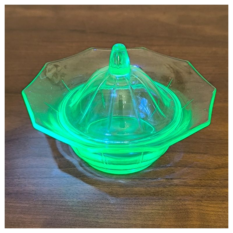 Vide poche ou bonbonnière vintage en ouraline verre à l'uranium