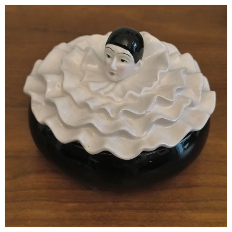 Boîte à bijoux / Bonbonnière vintage Pierrot en céramique – Années 70/80