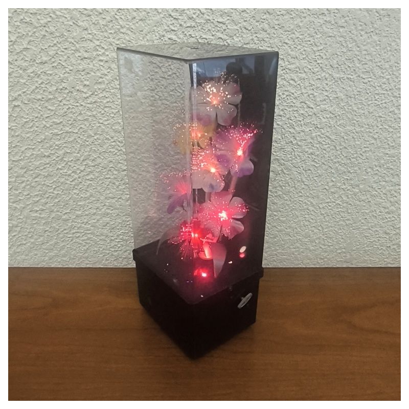 Lampe fleurs fibre optique Vintage années 80 avec boite à musique Kitsch