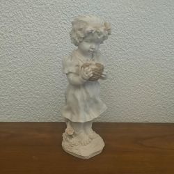 statuette vintage 40 cm – Petite fille au nid d'oiseau