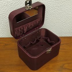 Vanity case rigide vintage bordeaux avec clé – Excellent état