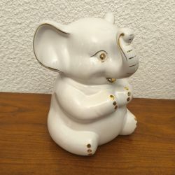 Tirelire éléphant blanche et dorée – Vintage / déco