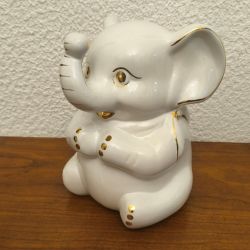 Tirelire éléphant blanche et dorée – Vintage / déco