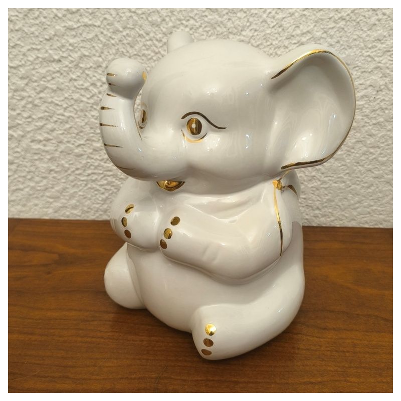 Tirelire éléphant blanche et dorée – Vintage / déco