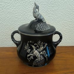 Service à punch / Bowle vintage en grès bleu cobalt Dümler & Breiden