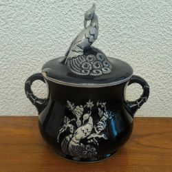 Service à punch / Bowle vintage en grès bleu cobalt Dümler & Breiden