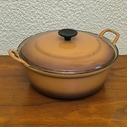 Grande cocotte vintage Le Creuset 28 cm en fonte émaillée marron