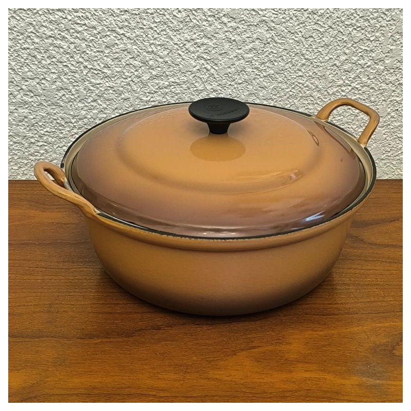 Grande cocotte vintage Le Creuset 28 cm en fonte émaillée marron